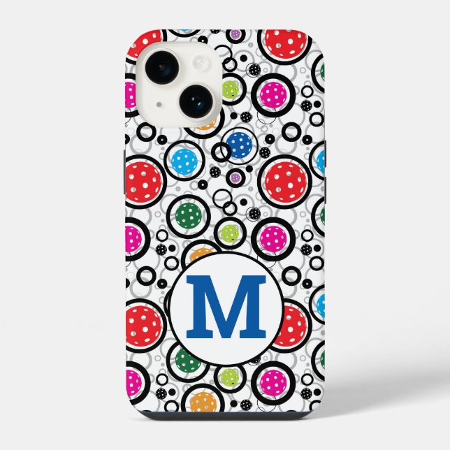 Coque iPhone Avec Motif initial avec Pickleballs iPhone 14 (Verso)