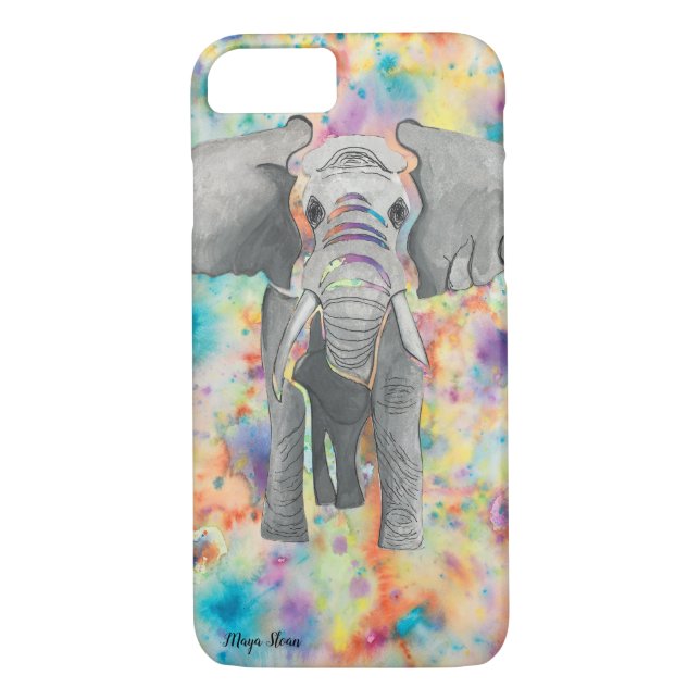 coque iphone avec peinture originale d'éléphant (Dos)