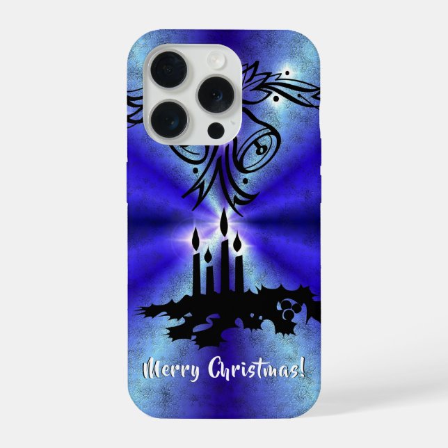 Coque iPhone Avent, magie de Noël sur bleu (Verso)