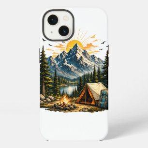 Etui iPhone 13 Aventure de camping en montagne Coucher de soleil