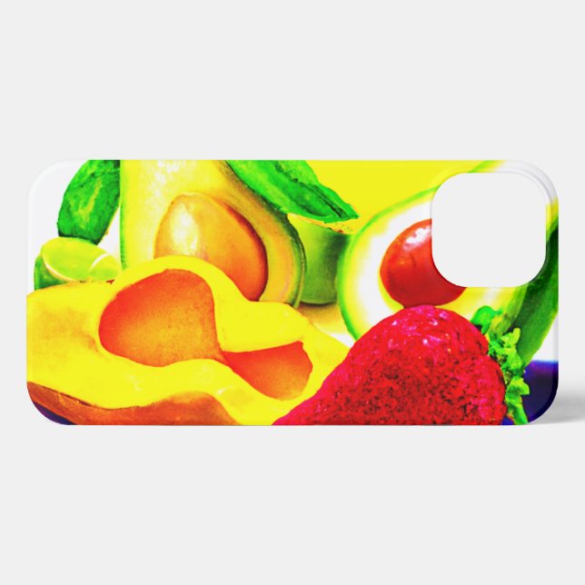 Coque iPhone Avocado tropical, fraise et mangue. Commandez dès  (Verso Horizontal)