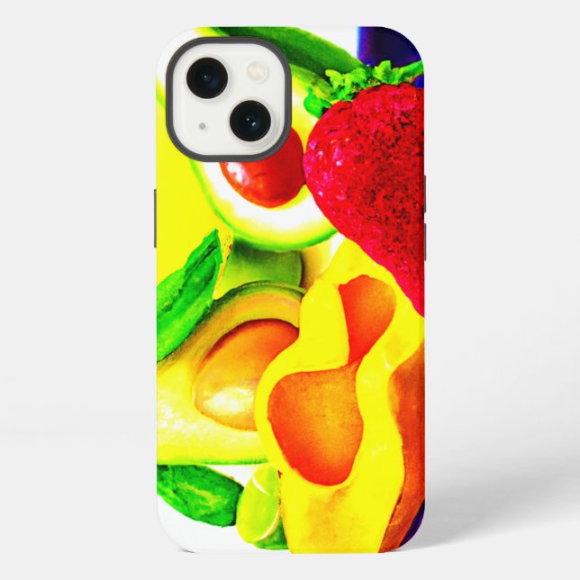 Coque iPhone Avocat Tropical, Fraise et Mangue. Acheter Mainten (Verso)