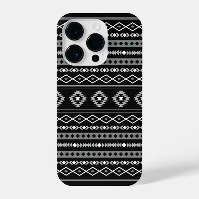 Coque iPhone Aztec blanc gris noir Motifs mélangés Motif (Verso)