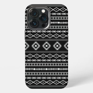 Etui iPhone 13 Pro Aztec blanc gris noir Motifs mélangés Motif