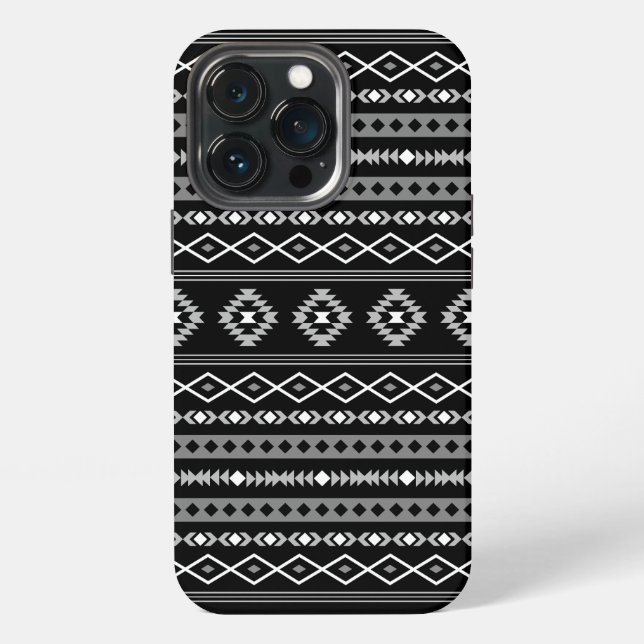 Coque iPhone Aztec blanc gris noir Motifs mélangés Motif (Dos)