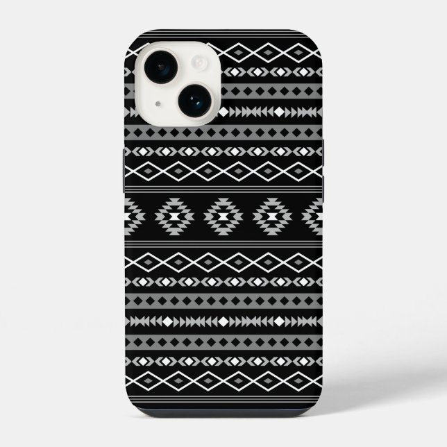Coque iPhone Aztec blanc gris noir Motifs mélangés Motif (Verso)
