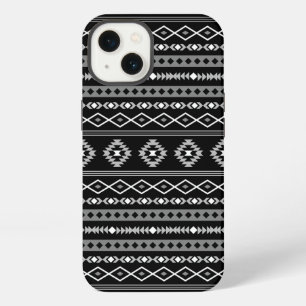 Etui iPhone 13 Aztec blanc gris noir Motifs mélangés Motif