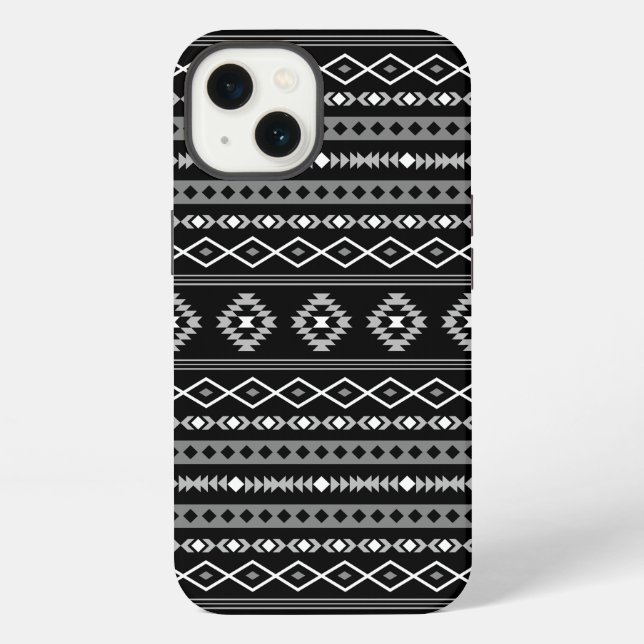 Coque iPhone Aztec blanc gris noir Motifs mélangés Motif (Verso)