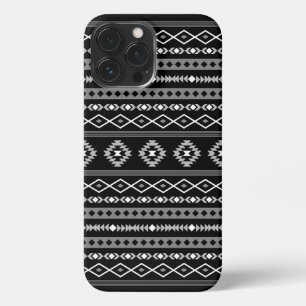 Etui iPhone 13 Pro Max Aztec blanc gris noir Motifs mélangés Motif