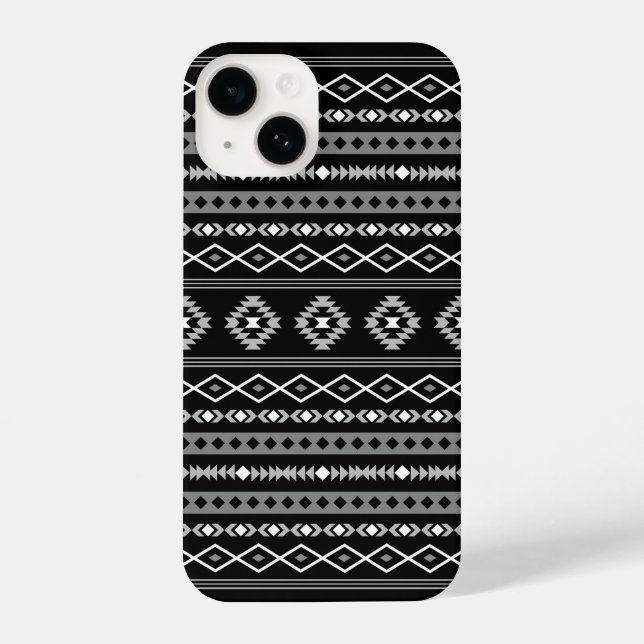 Coque iPhone Aztec blanc gris noir Motifs mélangés Motif (Verso)