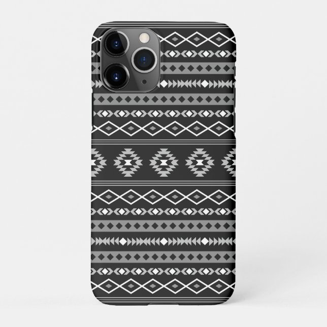 Coque iPhone Aztec blanc gris noir Motifs mélangés Motif (Dos)