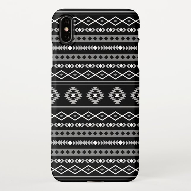Coque iPhone Aztec blanc gris noir Motifs mélangés Motif (Dos)