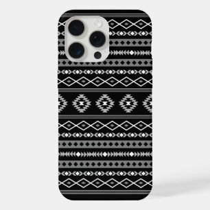 Coque iPhone 15 Pro Max Aztec blanc gris noir Motifs mélangés Motif