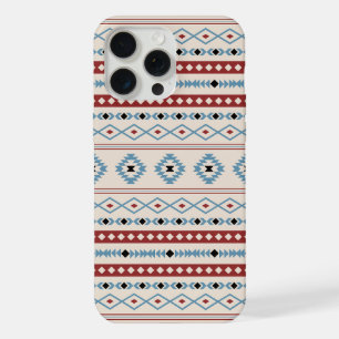 Coque iPhone 15 Pro Max Aztec Blue Red Black Cream Mixte Motifs Motif