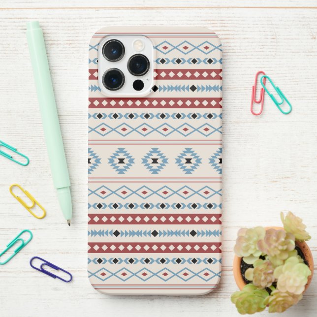 Coque iPhone Aztec Blue Red Black Cream Mixte Motifs Motif (Sur le bureau)
