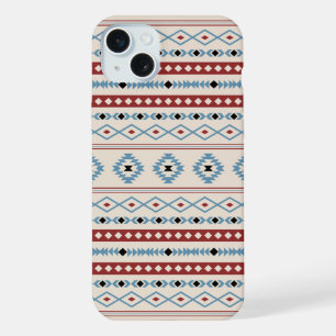 Coque iPhone 15 Plus Aztec Blue Red Black Cream Mixte Motifs Motif