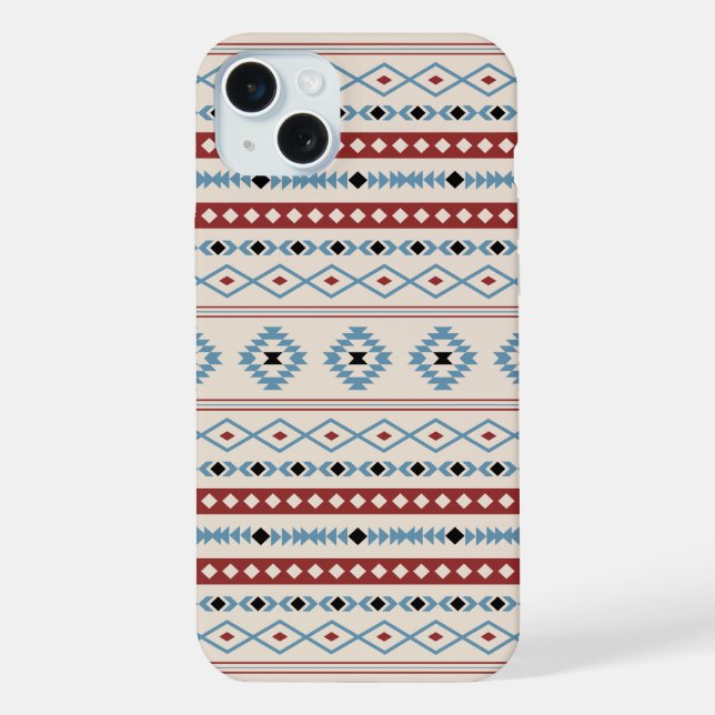 Coque iPhone Aztec Blue Red Black Cream Mixte Motifs Motif (Verso)
