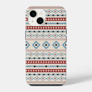Coque Pour iPhone 14 Aztec Blue Red Black Cream Mixte Motifs Motif
