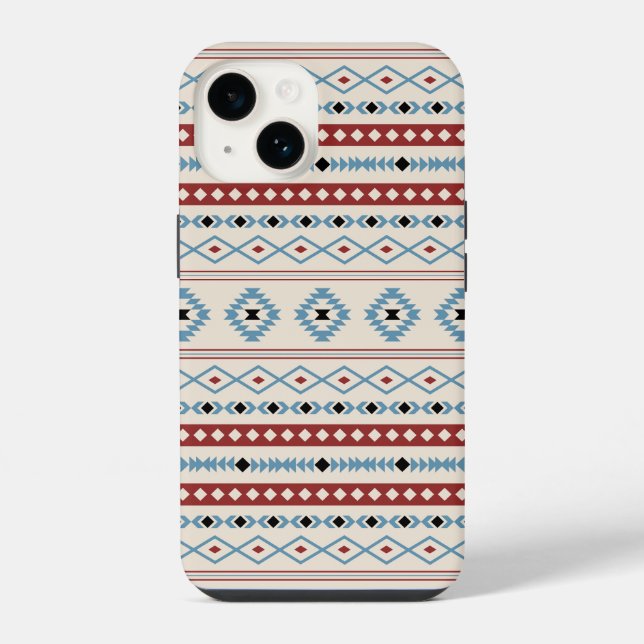 Coque iPhone Aztec Blue Red Black Cream Mixte Motifs Motif (Verso)