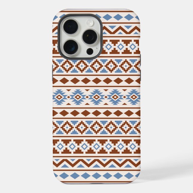 Coque iPhone Aztec Essence Motif II Crème bleu rouille (Verso)