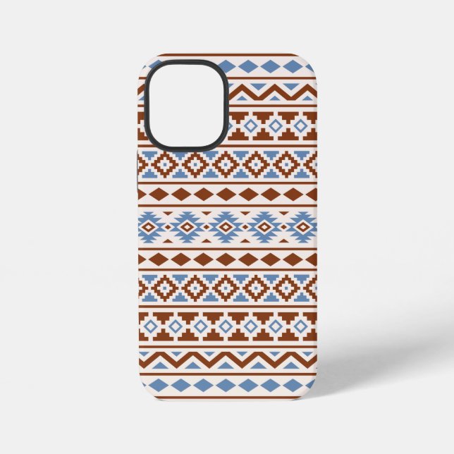 Coque iPhone Aztec Essence Motif II Crème bleu rouille (Verso)