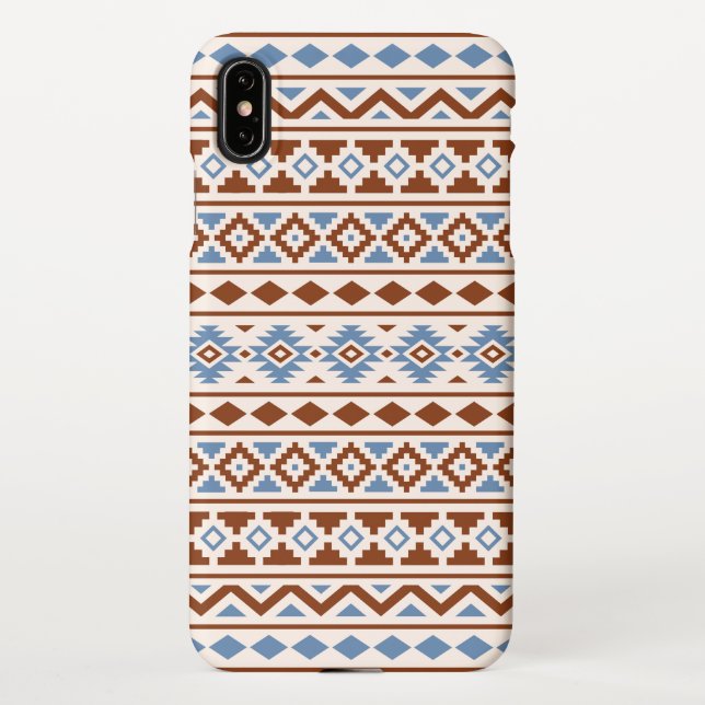Coque iPhone Aztec Essence Motif II Crème bleu rouille (Dos)