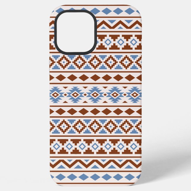 Coque iPhone Aztec Essence Motif II Crème bleu rouille (Verso)