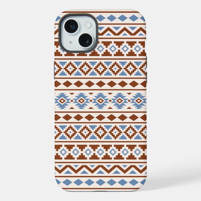 Coque iPhone Aztec Essence Motif II Crème bleu rouille (Verso)