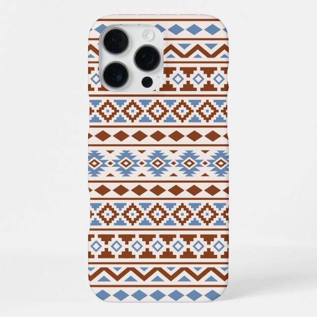 Coque iPhone Aztec Essence Motif II Crème bleu rouille (Verso)