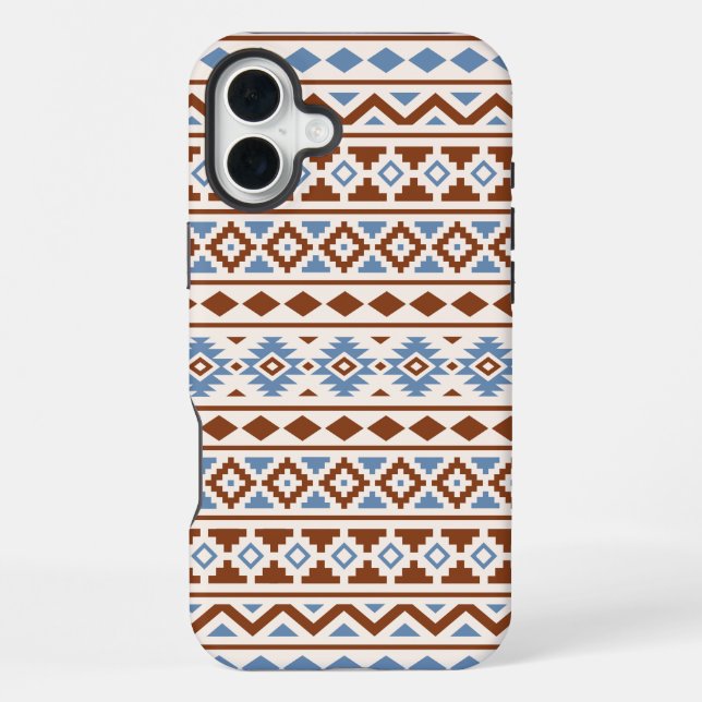 Coque iPhone Aztec Essence Motif II Crème bleu rouille (Verso)