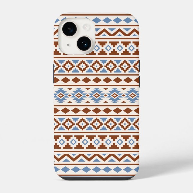 Coque iPhone Aztec Essence Motif II Crème bleu rouille (Verso)