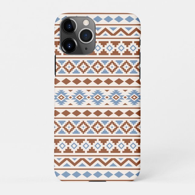 Coque iPhone Aztec Essence Motif II Crème bleu rouille (Dos)
