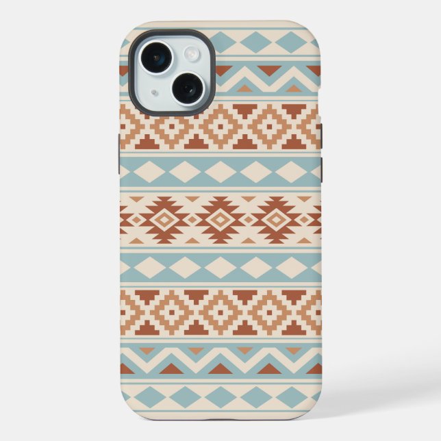 Coque iPhone Aztec Essence Ptn III b Crème Terracottas Bleues (Verso)
