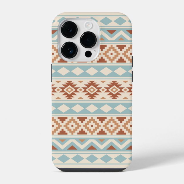Coque iPhone Aztec Essence Ptn III b Crème Terracottas Bleues (Verso)