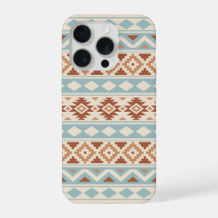 Coque iPhone 15 Pro Aztec Essence Ptn III b Crème Terracottas Bleues