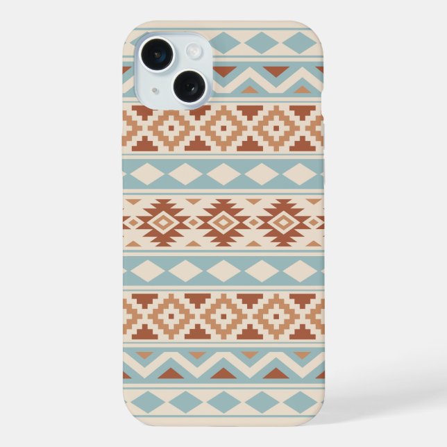 Coque iPhone Aztec Essence Ptn III b Crème Terracottas Bleues (Verso)
