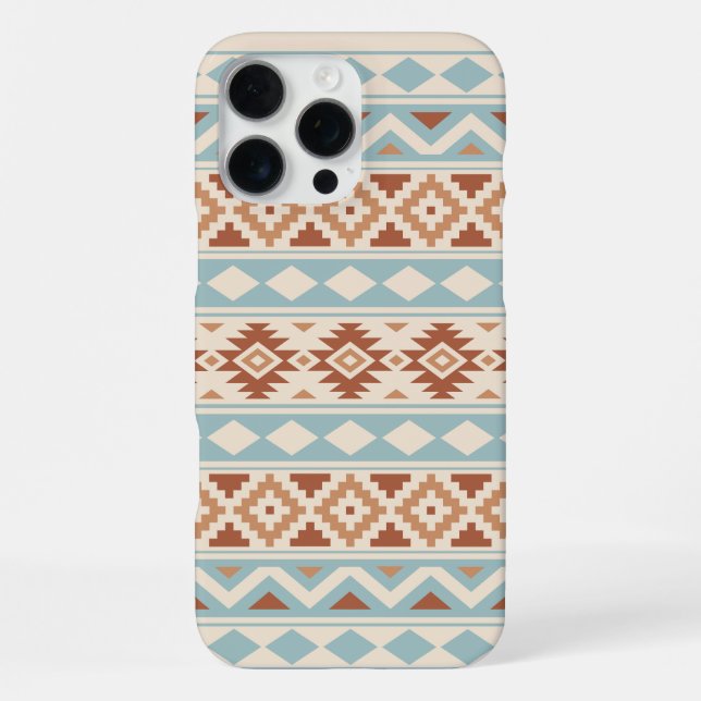 Coque iPhone Aztec Essence Ptn III b Crème Terracottas Bleues (Verso)