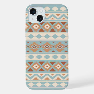 Coque iPhone 15 Plus Aztec Essence Ptn IIIb Blue Cream Terracottas