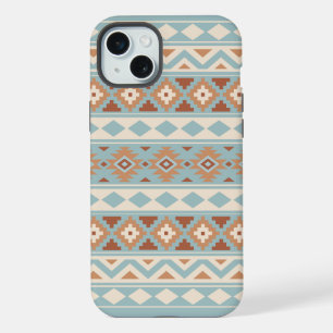 Coque iPhone 15 Plus Aztec Essence Ptn IIIb Blue Cream Terracottas