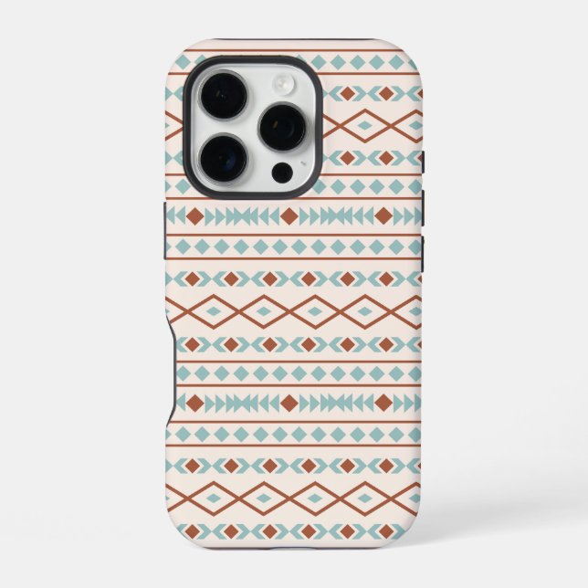 Coque iPhone Aztec Formes Motif rouille crème Turquoise (Verso)
