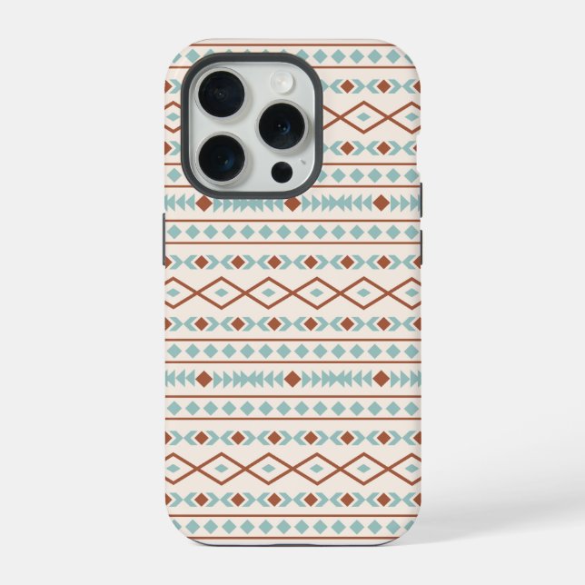 Coque iPhone Aztec Formes Motif rouille crème Turquoise (Verso)