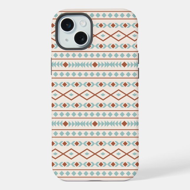 Coque iPhone Aztec Formes Motif rouille crème Turquoise (Verso)