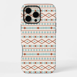 Coque iPhone 16 Pro Max Aztec Formes Motif rouille crème Turquoise