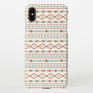 Coque iPhone XS Max Aztec Formes Motif rouille crème Turquoise
