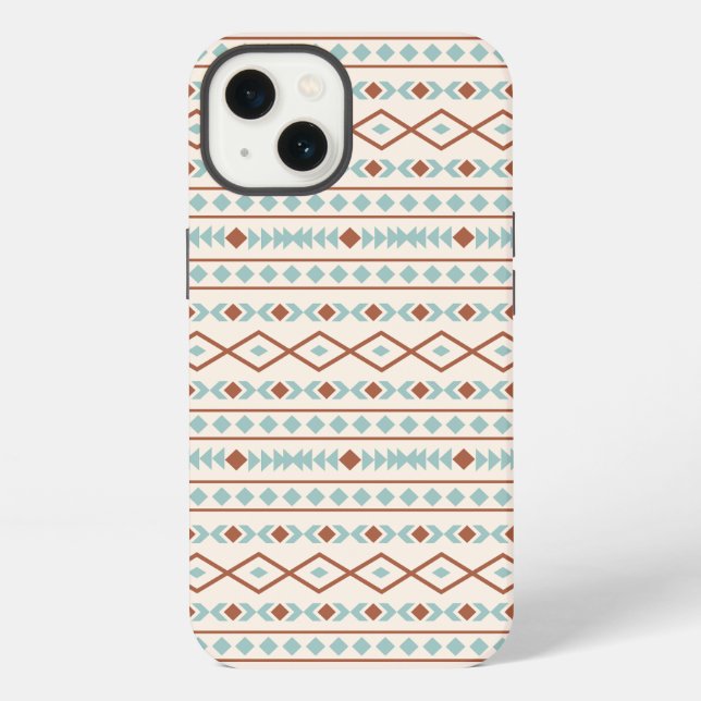 Coque iPhone Aztec Formes Motif rouille crème Turquoise (Verso)