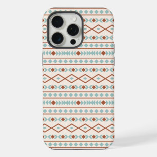 Coque iPhone 15 Pro Max Aztec Formes Motif rouille crème Turquoise