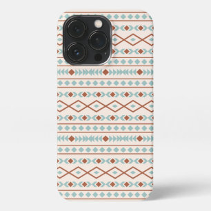 Etui iPhone 13 Pro Aztec Formes Motif rouille crème Turquoise