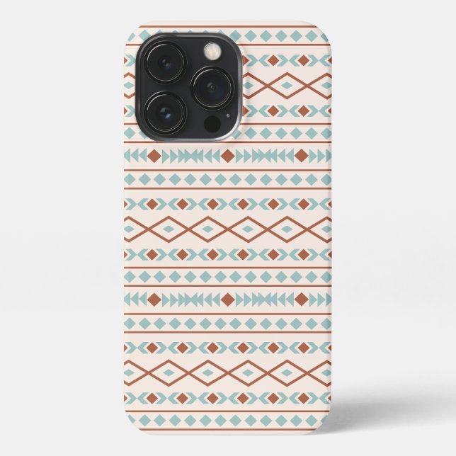 Coque iPhone Aztec Formes Motif rouille crème Turquoise (Verso)