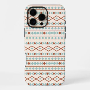 Coque iPhone 16 Pro Max Aztec Formes Motif rouille crème Turquoise