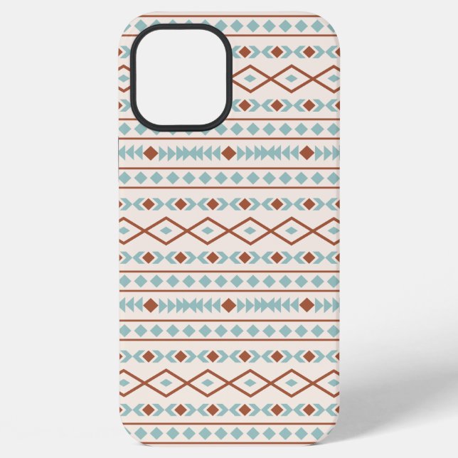 Coque iPhone Aztec Formes Motif rouille crème Turquoise (Verso)